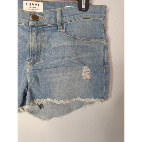 Frame Denim Le Cutoff Shorts Light Wash Mild Distressed Jean Size 29 - Picture 4 of 9